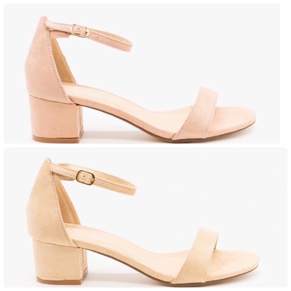 $15! Dainty ankle strap block heels